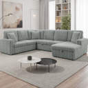 Hokku Designs Corduroy Upholstered U-Shaped Sectional Sofa with Pull ...
